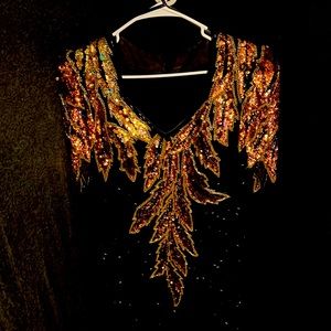 Vintage Black and Gold Sequin & liquid beaded Evening Gown Size 12